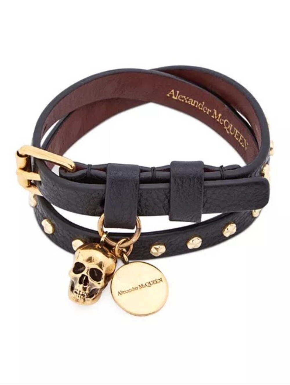 Alexander McQueen Black Leather Wrap Bracelet
